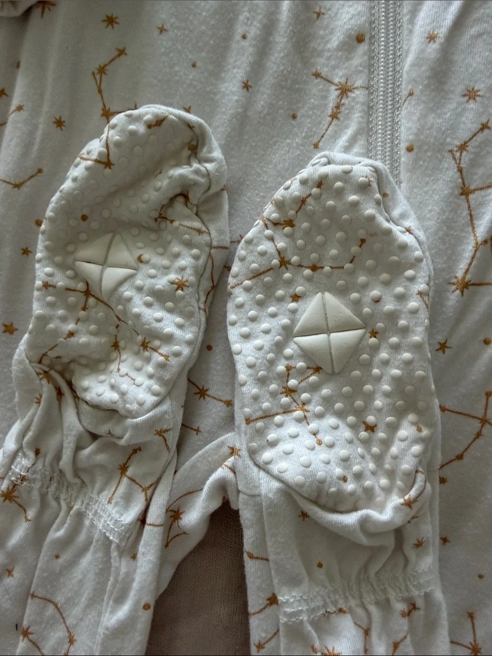 Kyte BABY Cream Constellation Zip Footie with Gold Print
